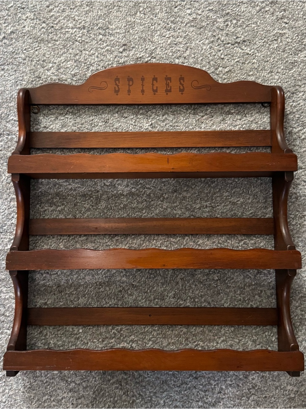 Vintage Wood Wall Mounted 3-Tier Spice Rack Shelf  "Spices”Cottage Farmhouse